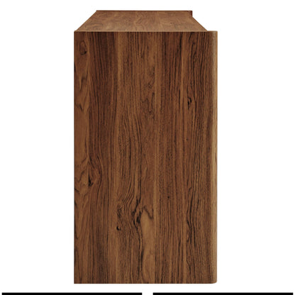 Modway Emric Wave 66-Inch Mid-Century Modern Sideboard Buffet Cabinet in Walnut