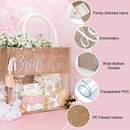 Elysirise Bridal Shower Gifts for Bride to Be,Bachelorette Gifts Wedding Engagement Gift for Bride,Bridal Tote Bag Glass Cup Gift