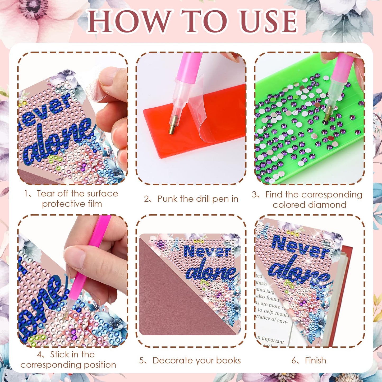 INCOK Christian Diamond Painting Bookmarks - 8 Pcs Bible Verse Triangle Diamond Art Corner Bookmarks Kits Inspirational Flower Religious DIY Bookmarks for Reading Lover Beginner Adults Crafts Kit Gift