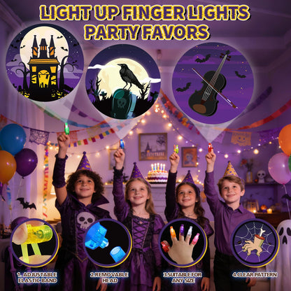 Sauyoza 36 Pack Gothic Party Favors LED Finger Lights, Wednesday Inspired Theme Birthday Goodie Bag Stuffers, Classroom Treasure Box Rewards, Halloween Party Supplies for Boys & Girls