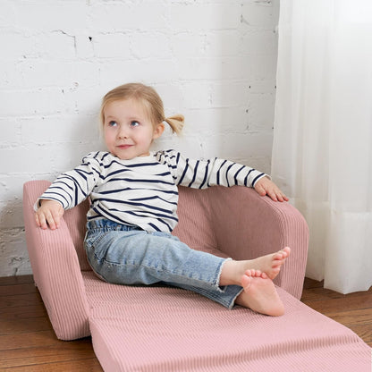 2 1 ZICOTO Comfy Kids Chair for Toddler - Stylish in Lounger Made of Memory Foam Easily Unfolds Into a Soft Baby Couch