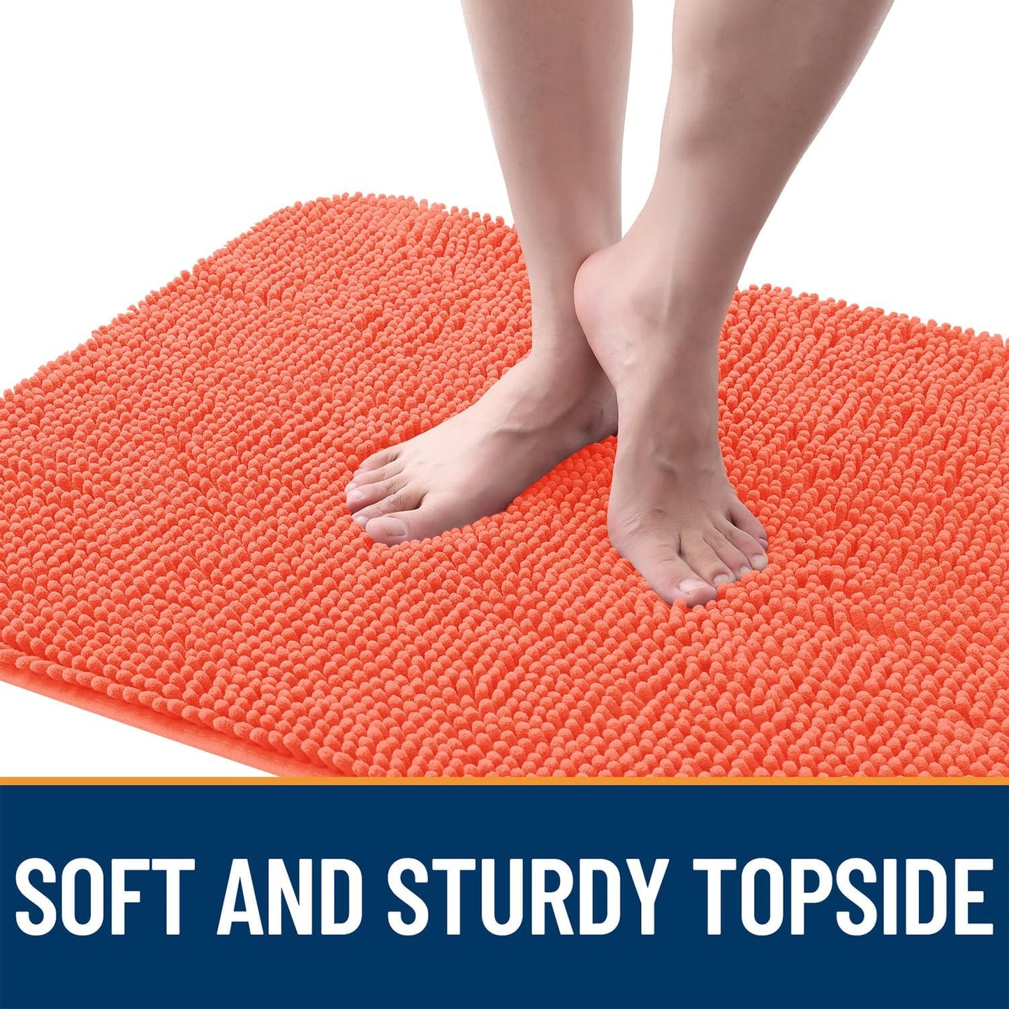 OLANLY Dog Door Mat - Absorbent Non-Slip Washable Chenille Mat for Muddy Paws | 40x24 Coral