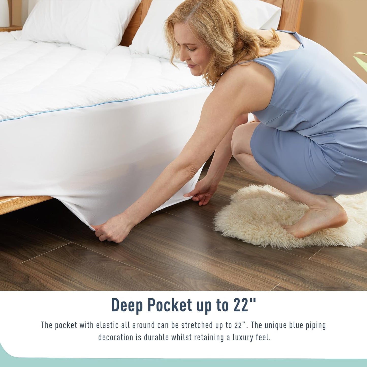18-22" Queen Mattress Pad Cotton Mattress Pad Cover Quilted Mattress Cover Deep Pocket Mattress Protector Queen Size