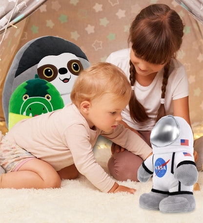 DolliBu Snug Mooshies Standing Astronaut Stuffed Plush Toy - Cuddly Super Squishy, Huggable Big Plush for Girls and Boys, Cute Toy Stuffed Pillow for Kids - 9 inches