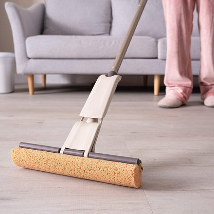 Eyliden Sponge Mop with 2 Reusable Heads | Self-Wringing Floor Mop with Absorbent Honeycomb Sponge | Kitchen Bathroom Hardwood Laminate Tile Marble Floors Cleaning for Home and Commercial Use