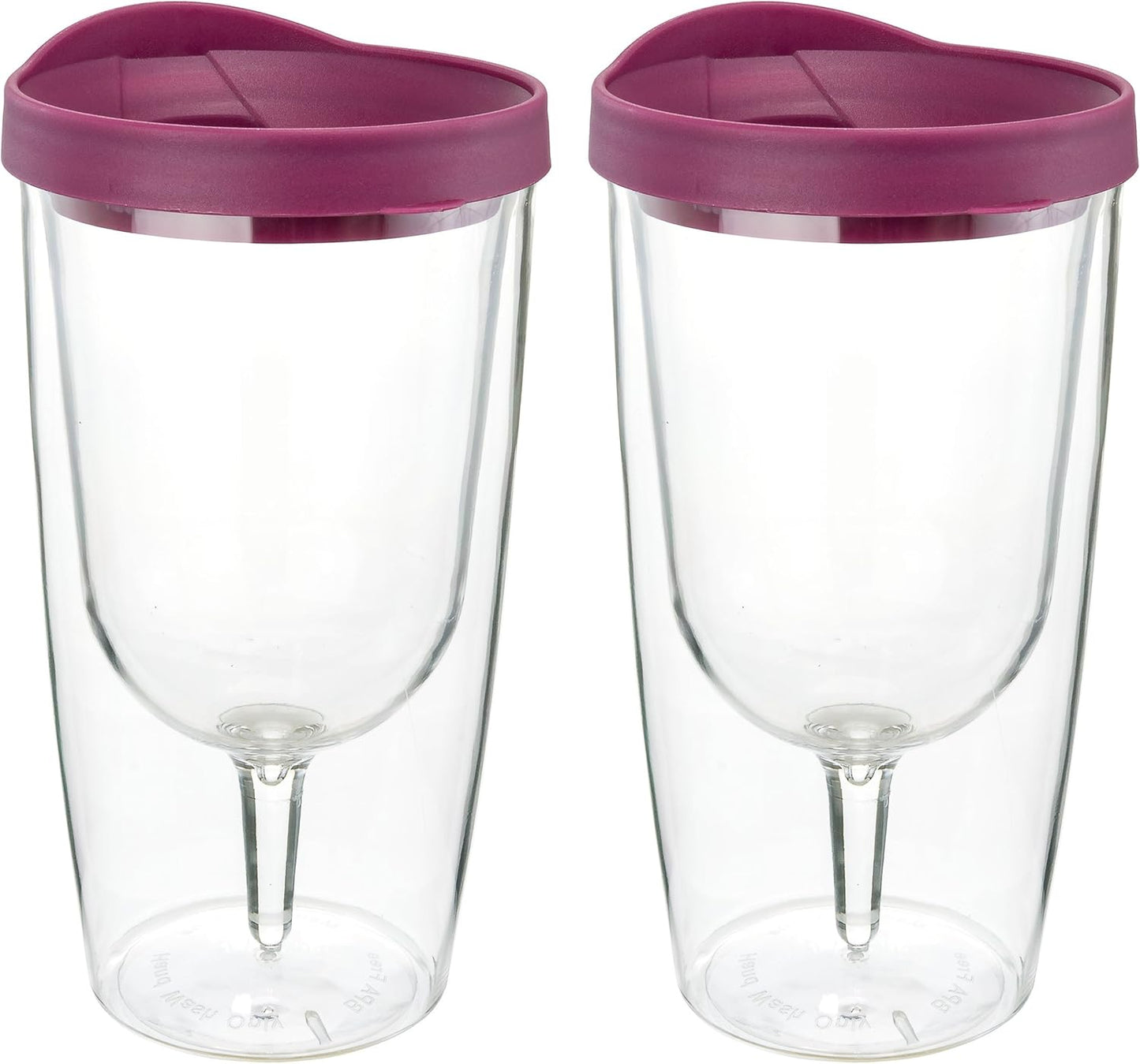 Southern Homewares 10oz Merlot Red Lid Wine Tumbler, 2-Pack, Insulated Double Wall Acrylic