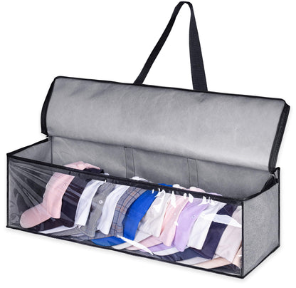 KEETDY Hat Organizer for Baseball Caps Holder Large Hat Storage Bag Rack with Double Carry Handles and Zipper Closure, Grey