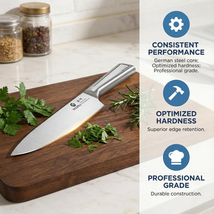 imarku Japanese High Carbon Stainless Steel Knife Set with Block, Precision-Forged Gyutou Kitchen Knives with Built-in Sharpener, Ultra-Sharp 10–15° Edge, Ergonomic Non-Slip Handle, Dishwasher Safe