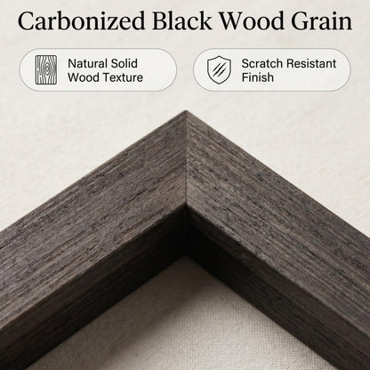 8x10 Picture Frame Black Deep Molding Shadow Box Frame Natural Wood Grain for Photos & Posters Tabletop Display and Wall Mount Vertical and Horizontal, 2 Pack (Carbonized Black)