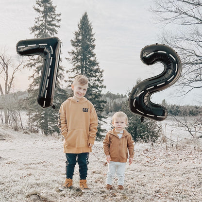 Race Car 7 Balloon - 40 Inch Number Balloon for 7th Birthday | Black Race Car Party Decorations