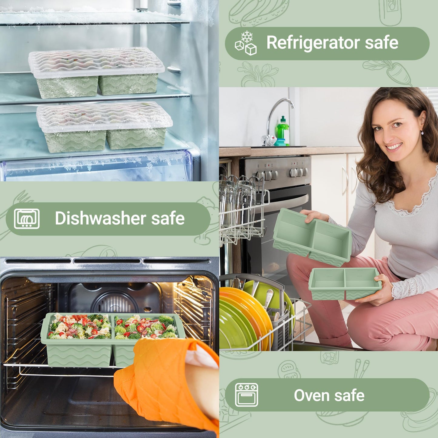 Aopigavi Silicone Freezer Tray with Lid – 2-Cup Soup Freezer Container Molds, Large Ice Cube Trays for Freezing Soup, Sauce & Broth, Meal Prep & Food Storage – Oven & Dishwasher Safe, 2-Pack