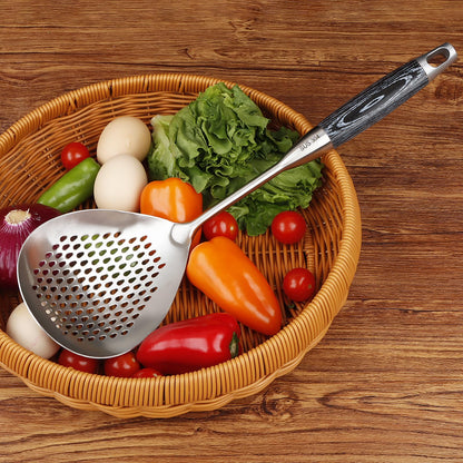 GLENDAVENY Skimmer Slotted Spoon, 304 Stainless Steel Spider Strainer Skimmer Ladle Spoon for Cooking and Frying, Pasta, Spaghetti, 4.3 inch, Dishwasher safe