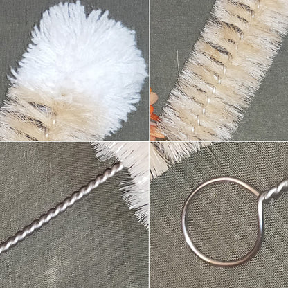 NewFerU Stainless Steel Soda Bottle Cleaning Brush in Natural Boar Bristle Wool Tip Long Handle, Flexible Bendable Thick Wire Cleaner for Narrow Neck Water Baby Bottles Straw Pipe Tube Flask (Big)