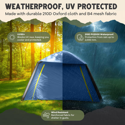 Oaktiv Inflatable Tents for Camping - CloudCamp Glamping Tent for 6 People Waterproof Oxford Fabric(210D), Quick Setup Air Tent with Manual & Battery Pump, UV Protection, 4-Season Inflatable Tent
