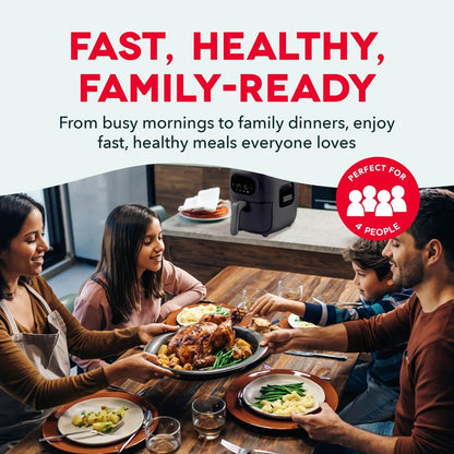 Dash Flip & Fry™ Digital 2-in-1 Grill & Air Fryer - Has AirCrisp® Technology - Digital Touchscreen, Ceramic Nonstick Grill Plate & Special Dehydrate Function - 7 Quarts - Forged Iron