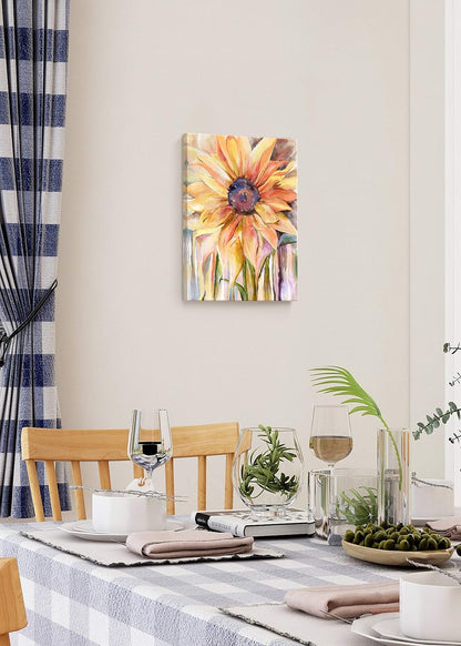 Maxpeuvon Sunflower Wall Art, Yellow Flower Painting Prints for Bathroom, Living Room, Bedroom, Ready to Hang 12x16