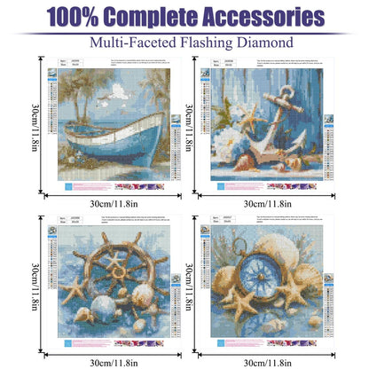gganmtere 4 Packs Beach Scenery Diamond Art Painting Kits for Adults,Summer Diamond Painting Kit Beginners,5D Full Drill Diamond Dot,Gem Art Adult Home Wall Decor 12x12inch