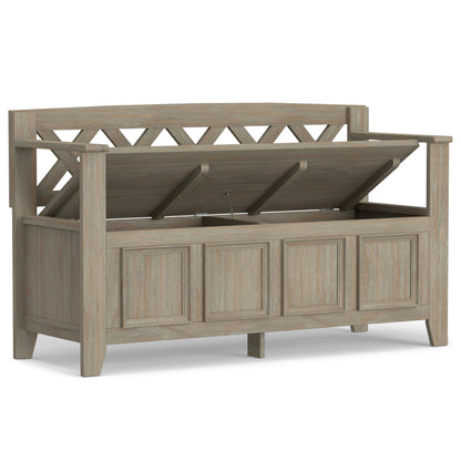 SIMPLIHOME Amherst Entryway Storage Bench - 48 inch Wide Solid Wood Hallway Seat in Distressed Grey, Transitional Bench for Entryway or Living Room with Lift-Up Lid and Spacious Storage