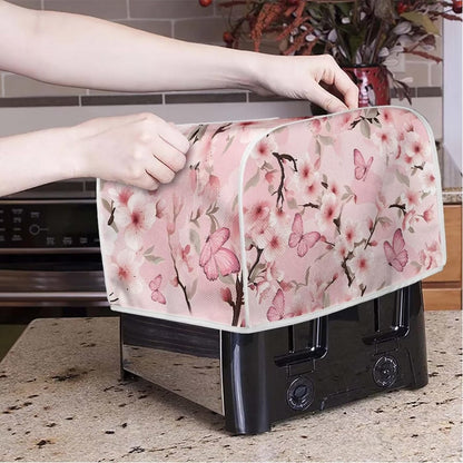Mumeson Pink Butterfly Toaster Protection Cover, Kitchen Accessories Decor, 2 Slice Toaster Cover with Pockets