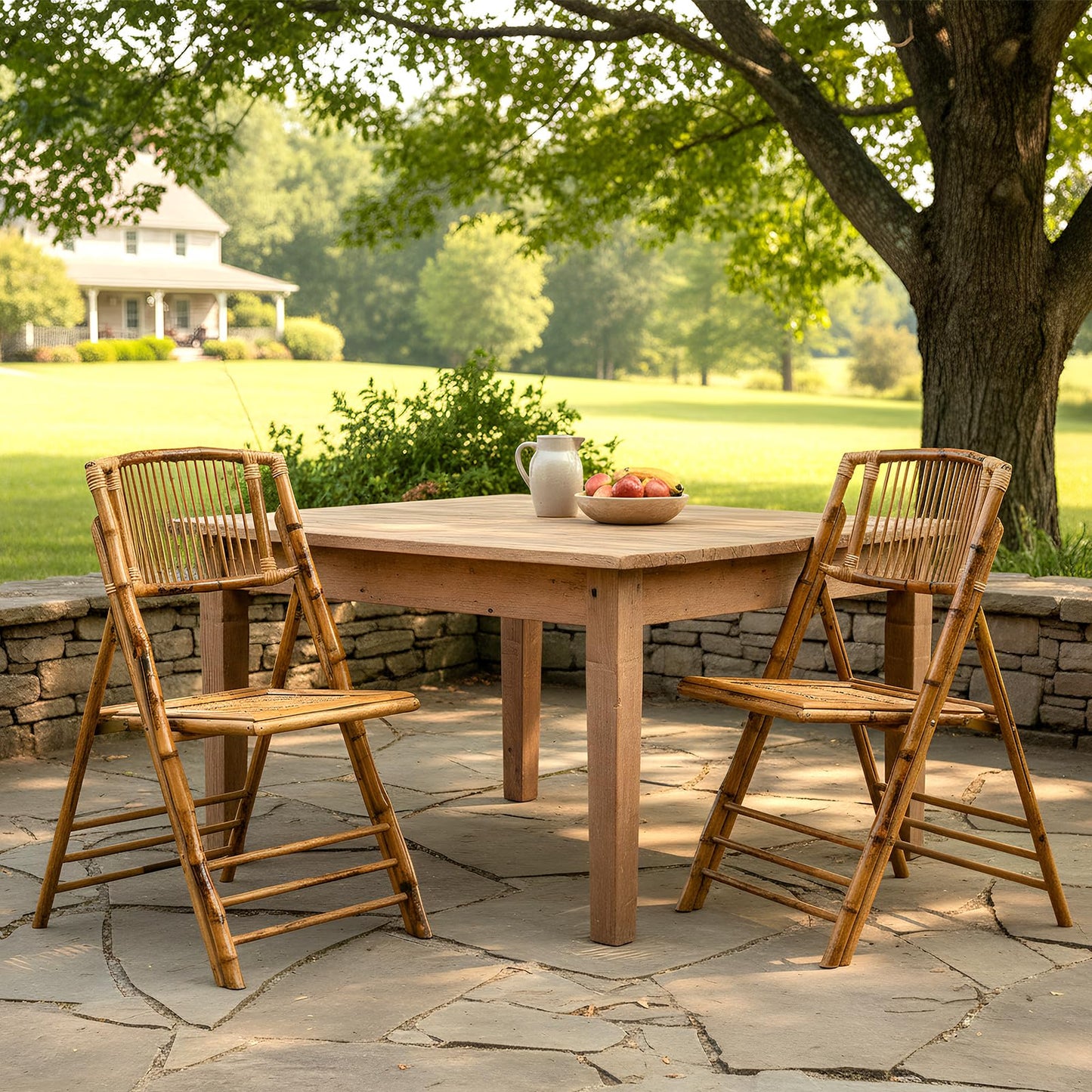 Bonnlo Bamboo Folding Chairs 1/2/4 Pack Foldable Dining Wood Chairs for Outdoor Indoor Garden Patio Lawn Porch Wedding Party Event