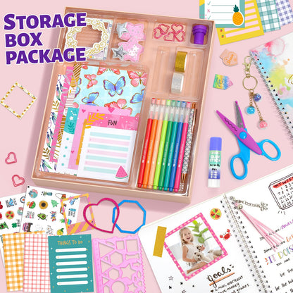 ADUSRIZ 2-Pack DIY Journal Kit for Girls Ages 8-14 Year Old, Birthday Christmas Gifts for Teen Girls, 70+ Pcs Art & Crafts, Scrapbook & Diary Supplies Toy Set Trendy Stuff for Kids