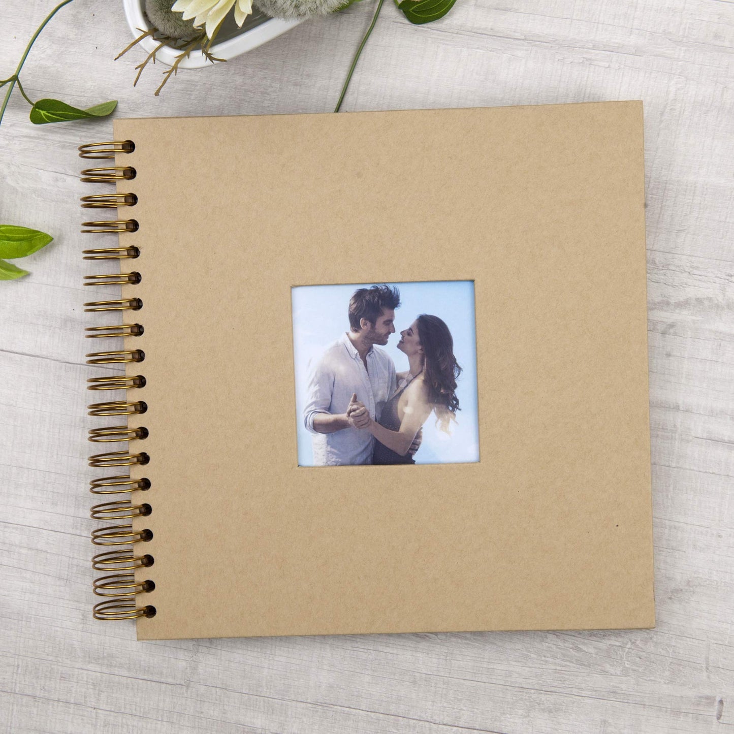 10 x 10 Inch DIY Scrapbook Photo Album with Window Design Cover 80 Pages Craft Paper Memory Book for Weeding Anniversary Travel and Baby (Brown)