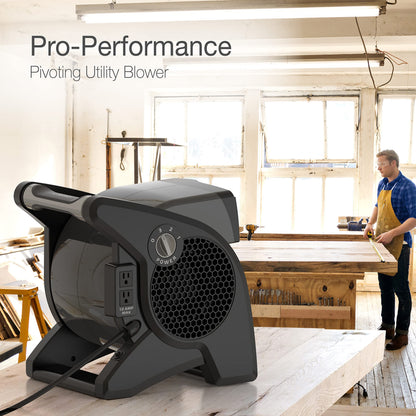 Lasko High Velocity Pivoting Blower Fans for Cooling, Ventilating and Drying, 2 AC Outlets, Circuit Breaker, 3 Speeds, Black