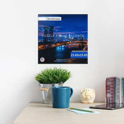 23.85x23.85 INCH 60.6x60.6 CM 1000 1.25 Inch (Puzzle5179-23.85x23.85) ArtToFrames / White Frame for piece Puzzles.This