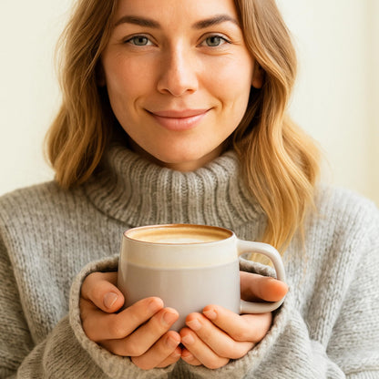Ava Nord Ceramic Coffee Mugs Set of 4 | 12 oz Stoneware Coffee Cups | Lead-Free, Non-Toxic | Microwave and Dishwasher Safe | Comfortable Handle | Aesthetic Nordic Design for Tea and Latte | Sage Ash