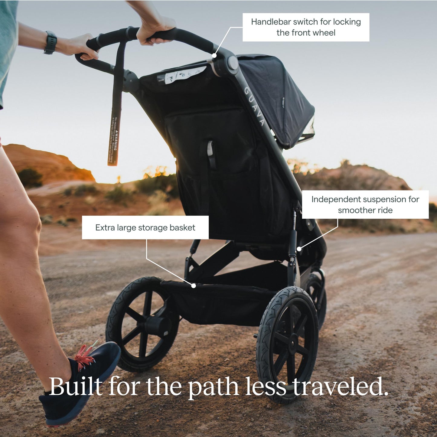 Guava Roam Jogging Stroller with 3D Nesting Fold | Compact-Folding Baby & Toddler Travel Stroller | All-Terrain Running Stroller | Portable Folding Stroller up to 60 lbs