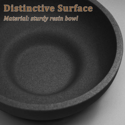 LIN CHUAN Large Decorative Bowl, Fruit Bowl for Kitchen Counter, Modern Resin Bowl for Home Decor, Key Holder for Entry Table, Artificial Stone Black