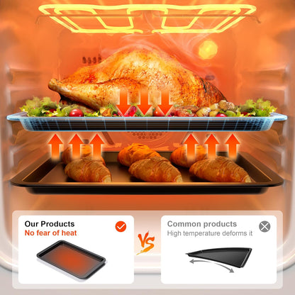 HONGBAKE XL Large Baking Sheet Set, 19x13.25 in, Nonstick Oven Tray with Wider Grips, 3 Pack, Dishwasher Safe