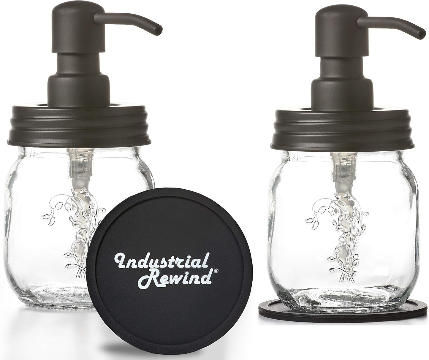12oz 2pk 12oz) Black Mason Jar Soap and/or Lotion Dispensers for Hand Sanitizer, Liquid Soap or Hand/Body Lotion