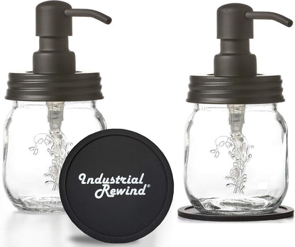 12oz 2pk 12oz) Black Mason Jar Soap and/or Lotion Dispensers for Hand Sanitizer, Liquid Soap or Hand/Body Lotion