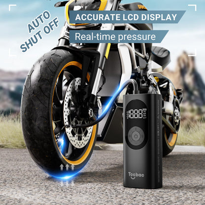 Tccbac Tire Inflator Portable Air Compressor for Car, 2X Fast Bike Pumps with 150 PSI High Pressure and LED Light,Tire Pump Auto Shut-Off Electric Air Pump for Car Ball Motorcycle 2 Pack
