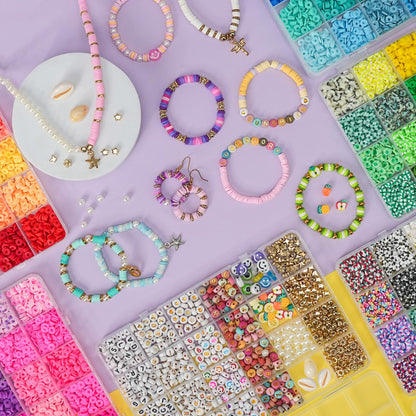 Sunlode 30,000Pcs Clay Beads Bracelets Making Kit, Beads for Bracelets 6 Boxes Bead for Jewelry Making Kit Friendship Bracelet Gifts Trendy Stuff Letter Bead Craft Adult