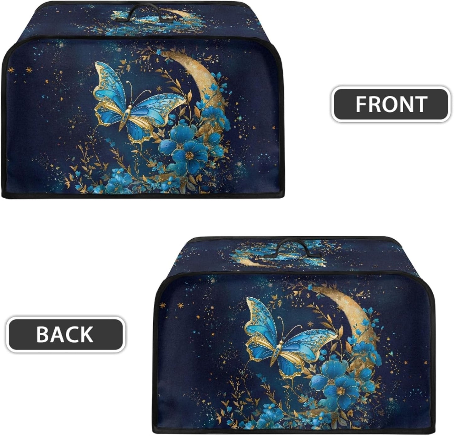 Blue Butterfly Slow Cooker Cover for Most 6-8 Quart Oval Crock Pots - Moon Flower Kitchen Decor, Machine Washable