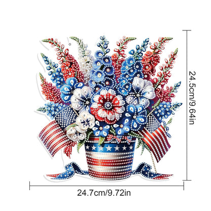 JISHSHAY Diamond Painting Hanging American Flag Diamond Art Pendant Vase Gem Art Wind Chimes Flower Gem Painting Hanging Pendant Mosaic Kits for Adults Windchimes Embroidery Kit Suncatchers