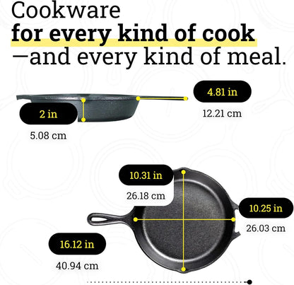 Lodge Seasoned Cast Iron Skillet - PFAS-Free Non-Toxic Cookware - Naturally Non-Stick & Oven Safe - 10.25 Inches