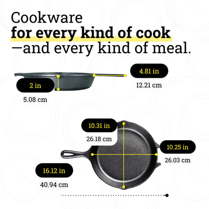 Lodge Seasoned Cast Iron Skillet - PFAS-Free, Non-Toxic Cookware - Use with an Oven, Stove, Grill, or Campfire - Naturally Non-Stick & Oven Safe - 10.25 Inches