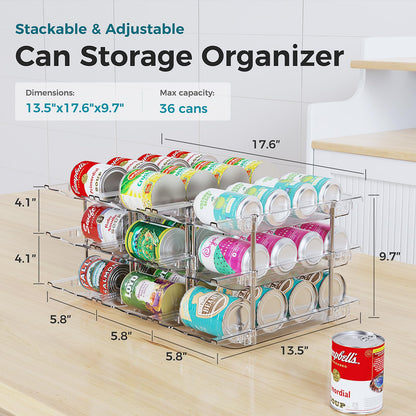 oylik Can Organizer for Pantry, 3 Tiers Can Storage Rack, up to 36 Cans Food Holders for Fridge, Cabinet and Pantry Organization