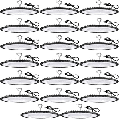 YANYCN 20 Pack 300W UFO Led High Bay Light,120VAC,5000K Daylight Commercial Shop Bay Lighting Fixture,45000LM,[1300W MH/HPS Equiv.] US Plug Area Lighting for Warehouse/Barn/Gym/Factory/Workshop