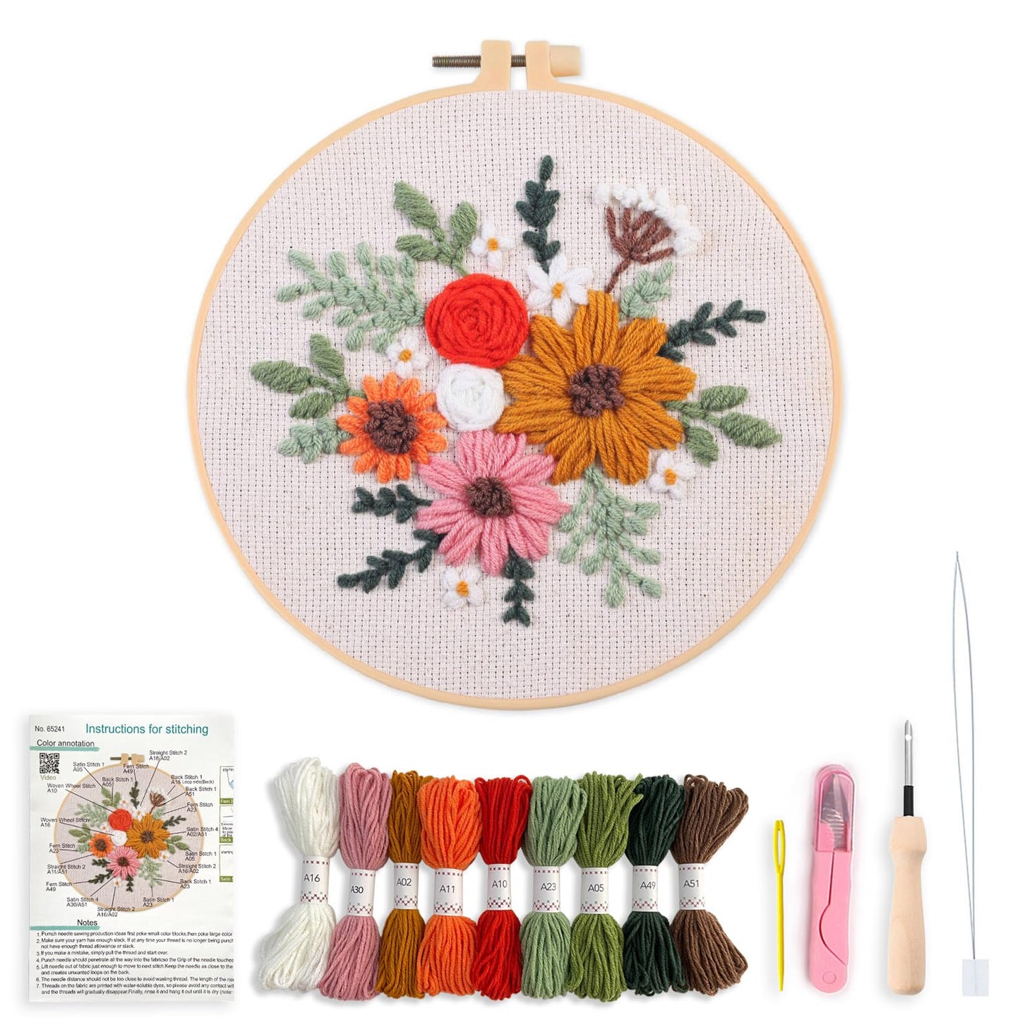 Myfelicity Punch Needle Kit, Punch Needle Kits Adults Beginner, Craft Decoration and Hobbies (Mixed Bouquet)