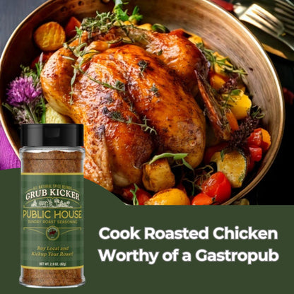 Grub Kicker Public House Sunday Roast Seasoning - 2.9 oz Bottle - Prime Rib, Pot Roast, and Beef Tenderloin Spice Rub - Perfect for Slow Cooker Meals and Savory Dishes - 3 Pack