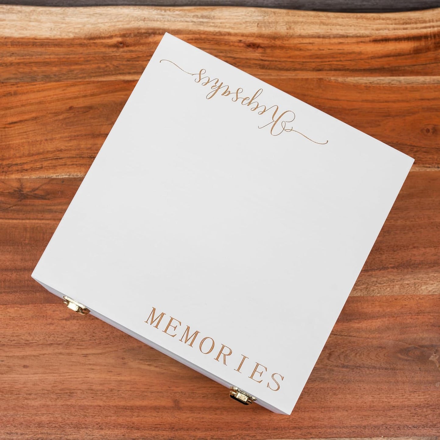 Keepsake Box for Memories, Large White Wooden Storage Box