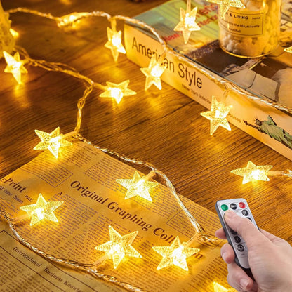 20 40 8 IP65 Star String Lights, FT LED Star Lights with Remote Control [Timer], Modes Battery Operated Twinkle Lights