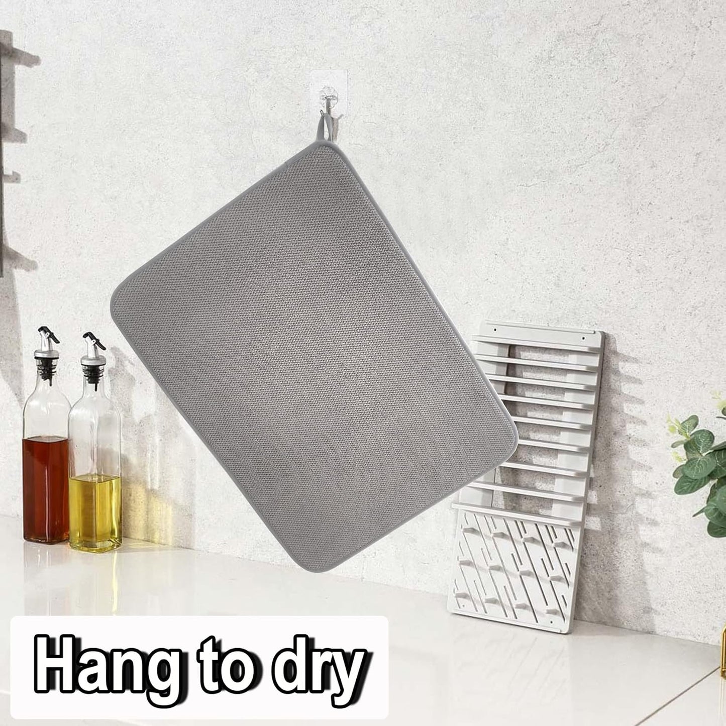 2Pack Large Dish Drying Mat for Kitchen Counter, 24 x 17 Inch Microfiber Absorbent Dish Drying Pad, Large Size Dishes