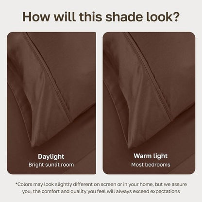 California Design Den Twin XL Bed Sheets Set - 100% Cotton, 400 Thread Count, Silky Smooth - Espresso Chocolate Brown