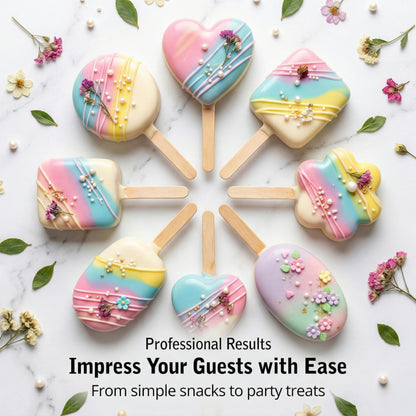 Hokkieam 5 PCS Cake Pop Mold Set with 7.87-inch Tray, Heart Square Cloud Oval Round 3D Printed Cake Pop Cutter and Pusher, Baking Molds for Home Baking, Birthday Parties, Wedding Desserts
