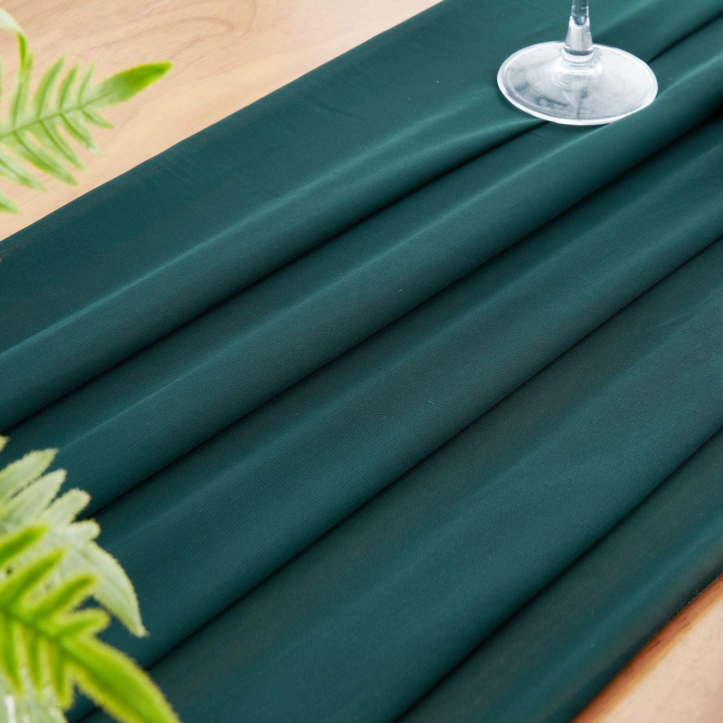Dark Green Chiffon Table Runner 27X120 inches Sheer Long Table Linen for Wedding Party Banquets Home Decoration